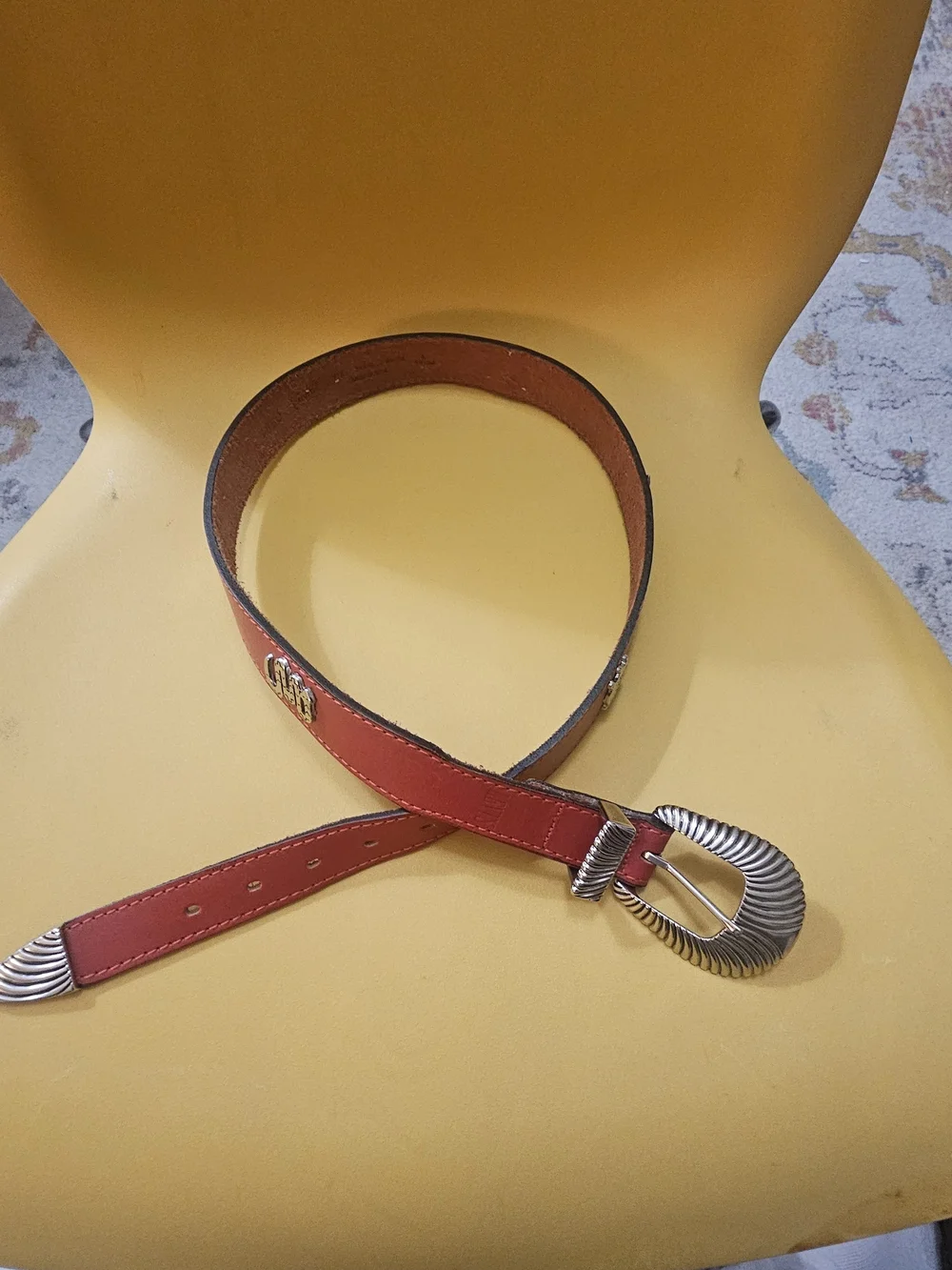 Vintage Levi's 1860 Full Grain Cowhide Red Western Concho Belt USA Made 30-34